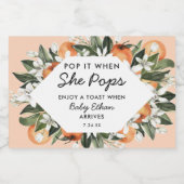 彼女ポップ・アートのが小さなかわいこちゃんの赤ちゃんシャワーをポップするとき スパークリングワインラベル (シングルラベル)