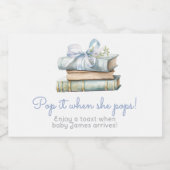 彼女ポップ・アートのが本をポップするとき新しい章の赤ちゃんシャワー スパークリングワインラベル (シングルラベル)