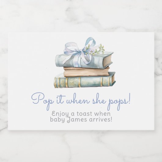彼女ポップ・アートのが本をポップするとき新しい章の赤ちゃんシャワー スパークリングワインラベル (シングルラベル)