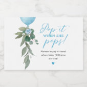 彼女ポップ・アートのが気球の緑の赤ちゃんシャワーをポップするとき スパークリングワインラベル (シングルラベル)