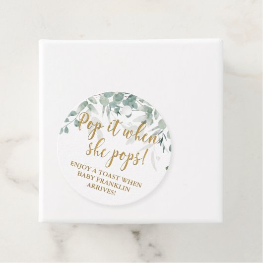 彼女ポップ・アートのが緑の赤ちゃんシャワーをポップする時 フェイバータグ (インサイチュ)