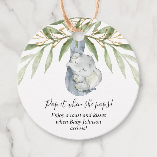 彼女ポップ・アートのが象の赤ちゃんシャワーをポップする時に フェイバータグ (正面)