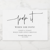 彼女ポップ・アートのが赤ちゃんシャワーエレガントシャンパンをポップするとき スパークリングワインラベル (シングルラベル)