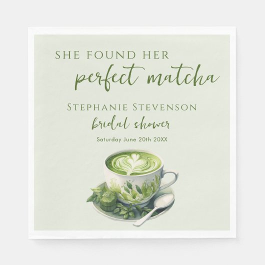 彼女ミニマルは完璧な抹茶ブライダルシャワーを見つけた スタンダードランチョンナプキン (正面)