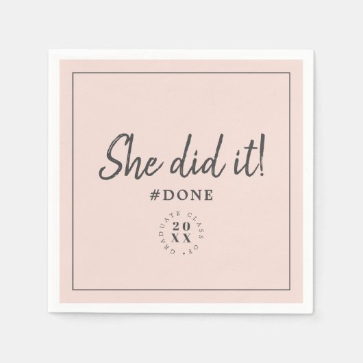 彼女モダンがやった!ハッシュタグ終了卒業紙 スタンダードカクテルナプキン (正面)
