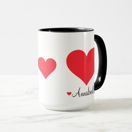 彼女モダンのハートのためのスクリプシンプルトのギフト マグカップ (正面右)