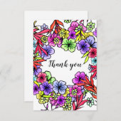 彼女モダンのフローラサンキューカード サンキューカード (正面/裏面)