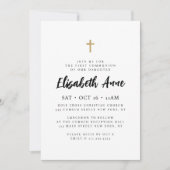 彼女モダンの最初の聖餐式のためのミニマルな十字架 招待状 (正面)