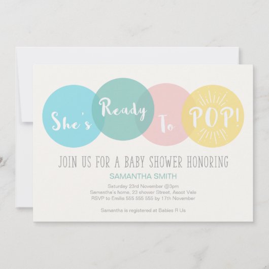 彼女モダンはベビーシャワーのポップ・アートの招待状 招待状 (正面)