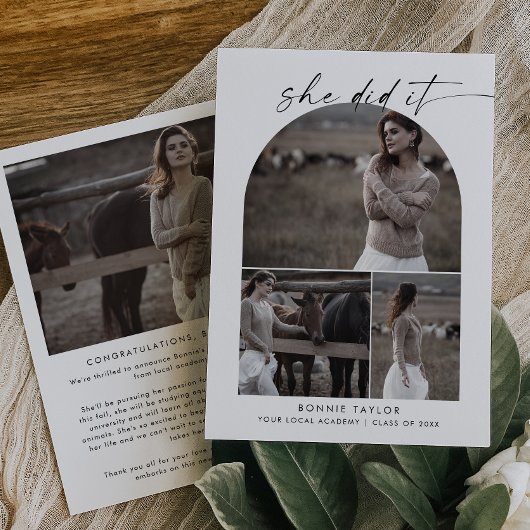 彼女モダンは写真コラージュ卒業した 案内状