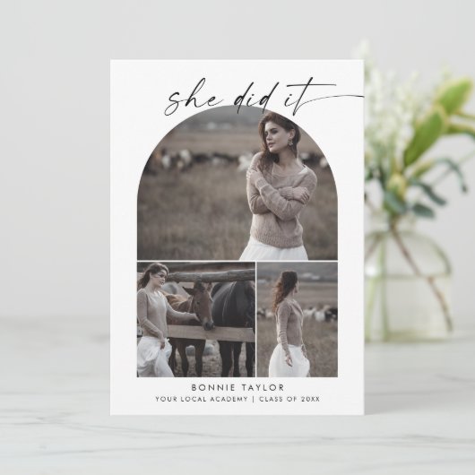 彼女モダンは写真コラージュ卒業した 案内状 (スタンド正面)