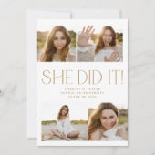 彼女モダンは卒業写真を撮ったFete金ゴールド 案内状 (正面)