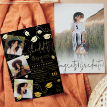 彼女モダンは黒いシックな写真卒業を行った