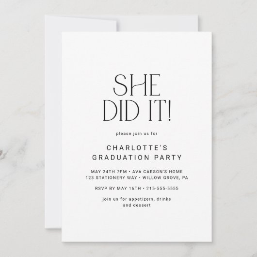 彼女モダンはArch Graduation Partyを撮影した 招待状 (正面)