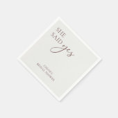 「彼女モダンはYesと言った」ブライダルシャワーのためのナプキン スタンダードカクテルナプキン (角)