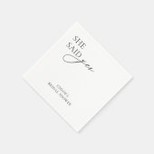 「彼女モダンはYesと言った」ブライダルシャワーのためのナプキン スタンダードカクテルナプキン (角)