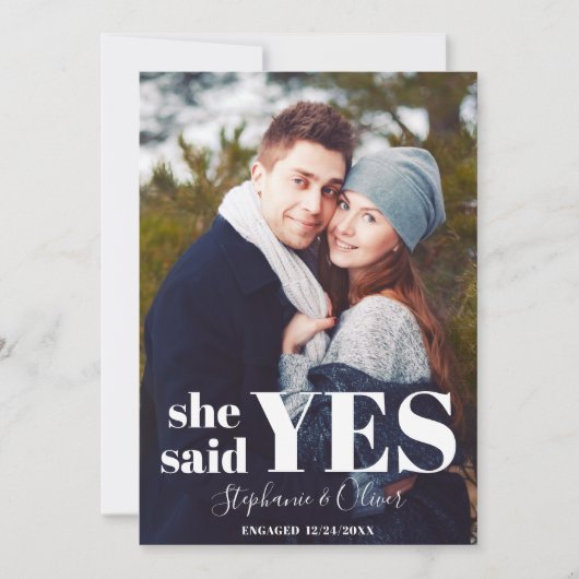 彼女モダンはYes写真婚約発表を述べた 招待状 (正面)