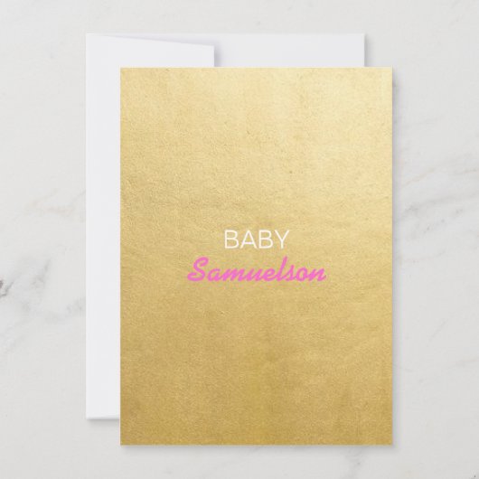 彼女ユニークはピンクの金ゴールドの赤んポップ・アートのだシャワーの準備ができている 招待状 (裏面)