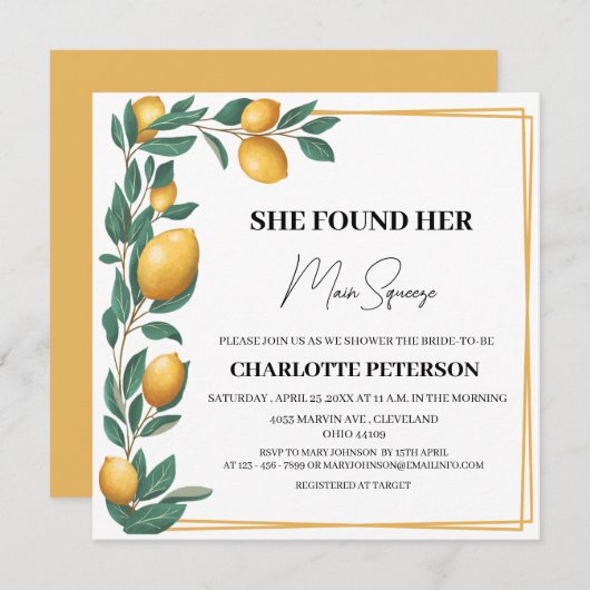 彼女ユニークは彼女の主な絞りブライダルシャワーを見つけた 招待状 (正面/裏面)