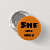 彼女代名詞ボタン She, Her, Hers 缶バッジ (正面&裏面)