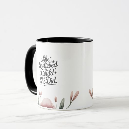 彼女信じはできる | 卒業感動的 マグカップ (正面左)
