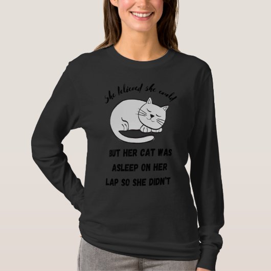 彼女信じはギャグを猫に与えた Tシャツ (正面)