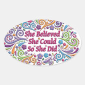 彼女信じはステッカーを行うことができた 楕円形シール (正面)