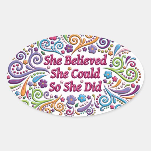 彼女信じはステッカーを行うことができた 楕円形シール (正面)