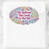 彼女信じはステッカーを行うことができた 楕円形シール (バッグ)