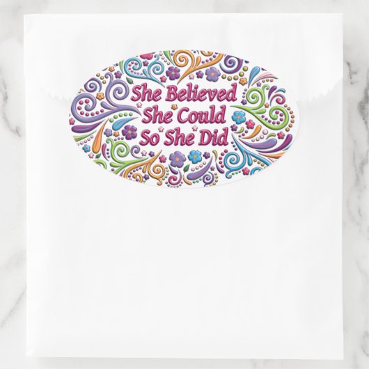 彼女信じはステッカーを行うことができた 楕円形シール (バッグ)