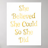 彼女信じはポスターやる気を起こさせる引用文 ポスター (正面)