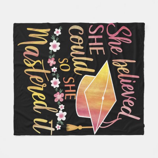 彼女信じは卒業をマスターすることができた フリースブランケット (正面(横))