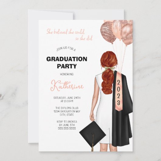 彼女信じは卒業式のパーティーを行った 招待状 (正面)