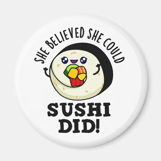 彼女信じは寿司がプリン前向きを食べた マグネット (正面)