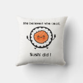 彼女信じは寿司の言葉のプンおもしろいを食べた クッション (裏面)