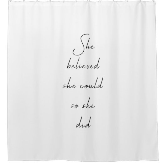 彼女信じは引用文でき感動的た シャワーカーテン (正面)