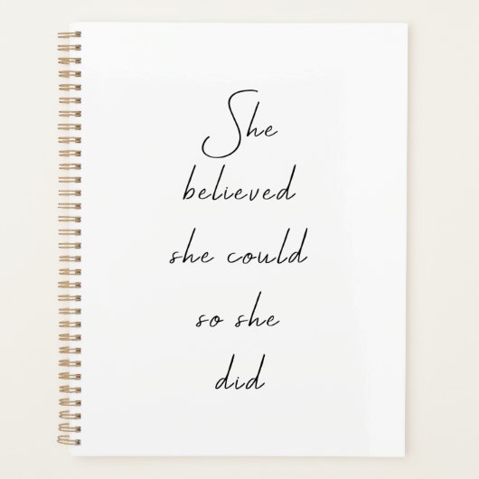 彼女信じは引用文でき感動的た プランナー手帳 (正面)