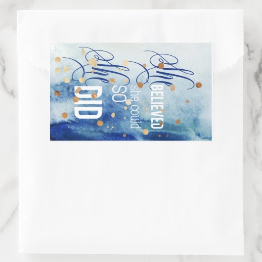 彼女信じは引用文の芸術を感動的学んだ 長方形シール (バッグ)