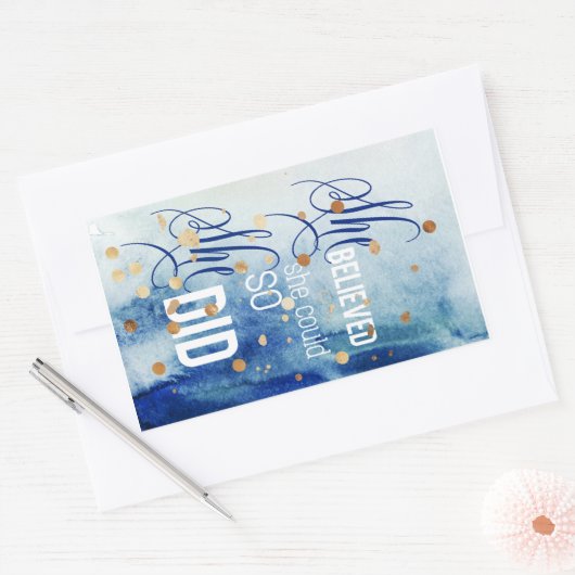 彼女信じは引用文の芸術を感動的学んだ 長方形シール (封筒)