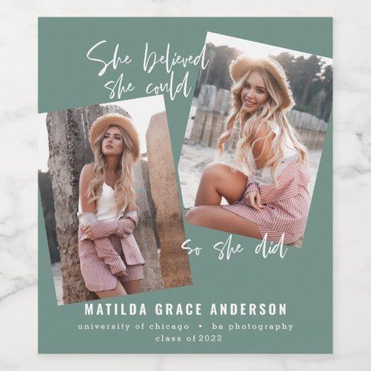 彼女信じは自分が卒業ワインを飲んだようにできた ワインラベル (シングルラベル)