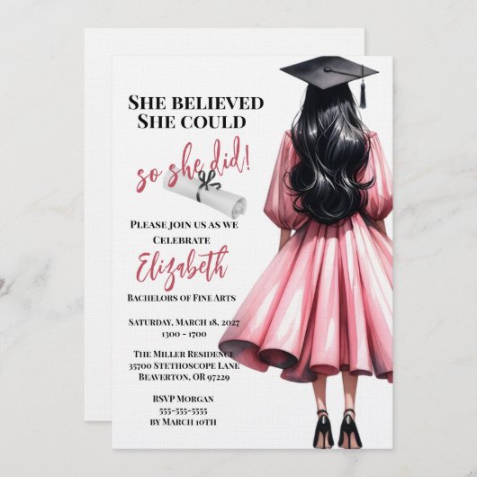 彼女信じは自分の卒業を遂げた 招待状 (正面/裏面)