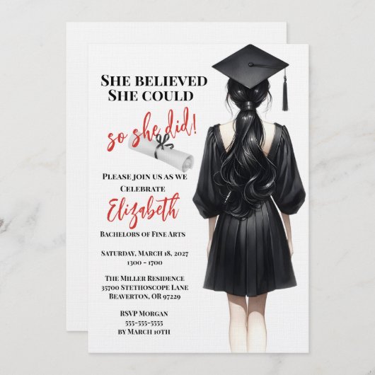 彼女信じは自分の卒業を遂げた 招待状 (正面/裏面)