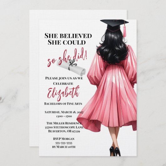 彼女信じは自分の卒業を遂げた 招待状 (正面/裏面)