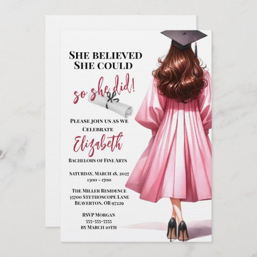 彼女信じは自分の卒業を遂げた 招待状 (正面/裏面)