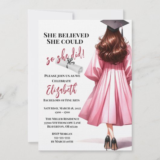 彼女信じは自分の卒業を遂げた 招待状 (正面)