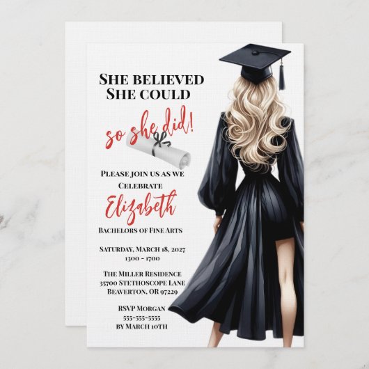 彼女信じは自分の卒業を遂げた 招待状 (正面/裏面)