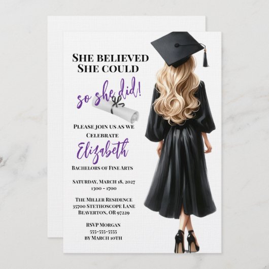 彼女信じは自分の卒業を遂げた 招待状 (正面/裏面)