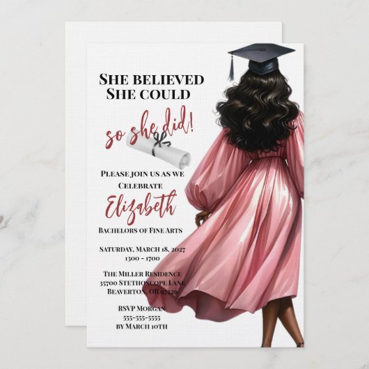 彼女信じは自分の卒業を遂げた 招待状 (正面/裏面)