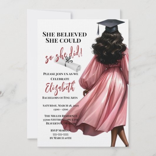 彼女信じは自分の卒業を遂げた 招待状 (正面)