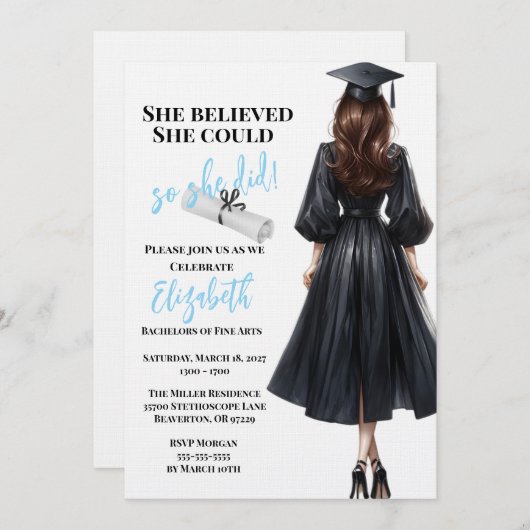 彼女信じは自分の卒業を遂げた 招待状 (正面/裏面)